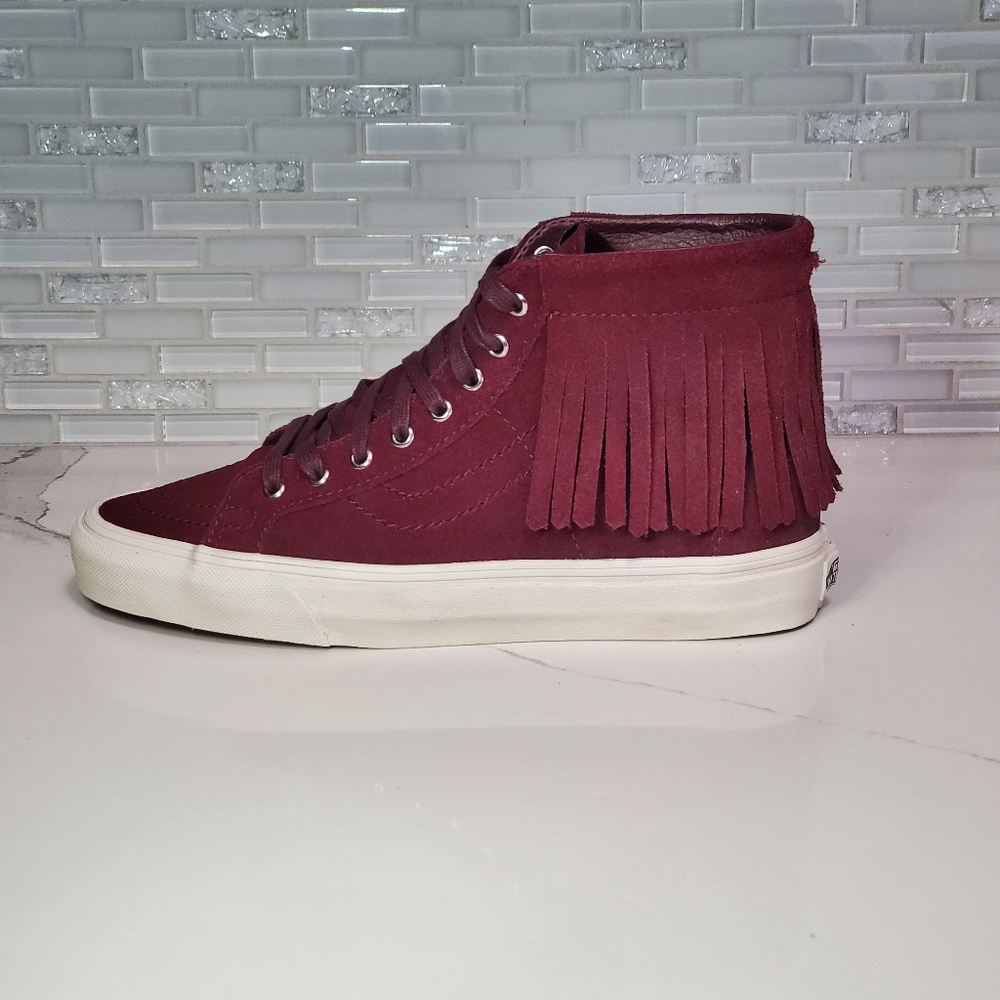 VANS Sk8-Hi Moc Fringe Suede Burgundy Sneakers